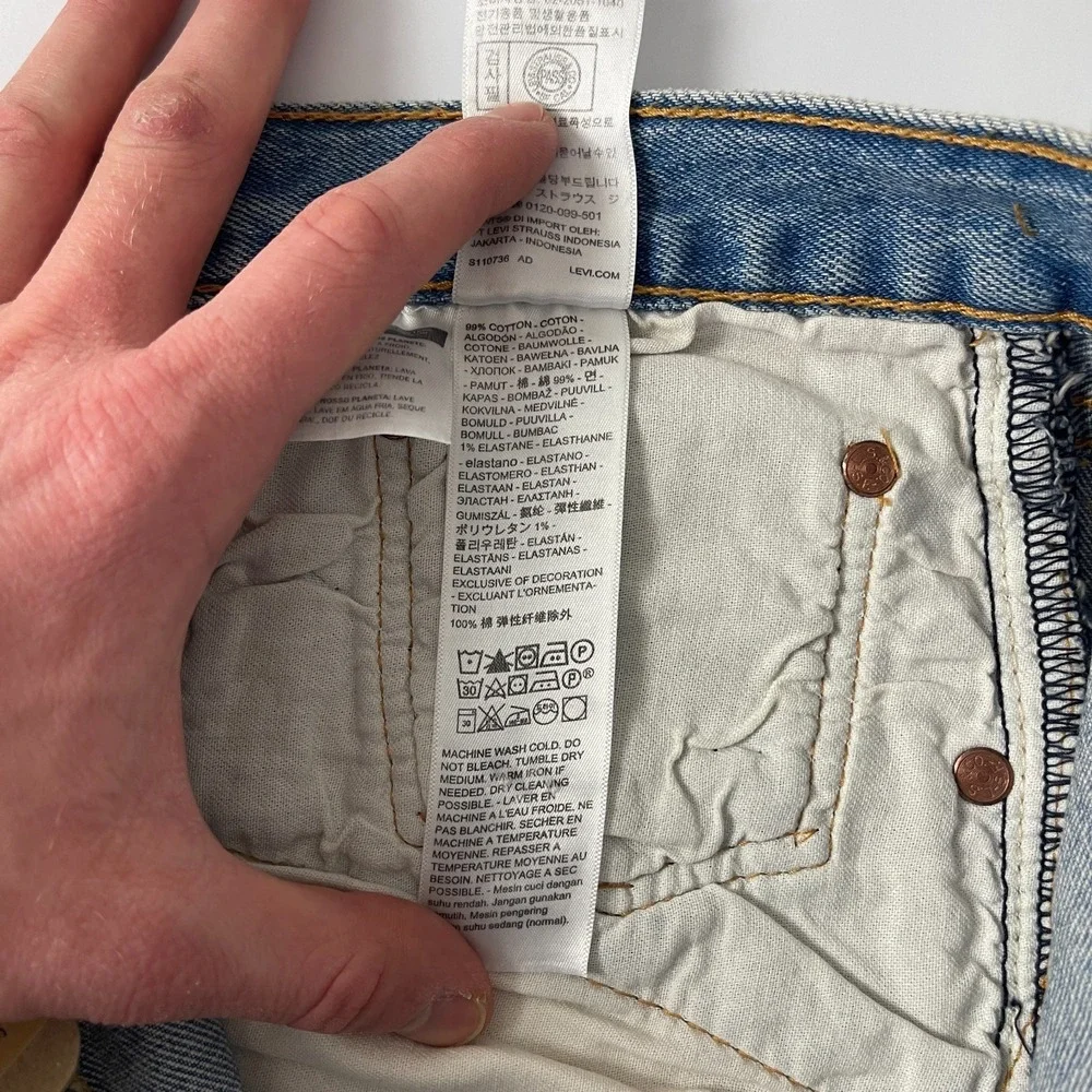Levis 501 Jeans Mens 36x32 Blue Original Straight Button Fly Denim Grunge Cowboy